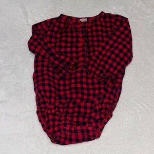 Oshkosh Red and Black Plaid Baby Onesie 12 month baby girl